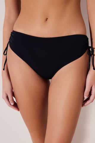 Hochgeschnittene Hipster-Bikini-Hosen mit Bindebändern