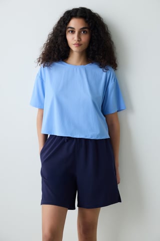 Damen Unifarben Gestricktes Rundhals-T-Shirt