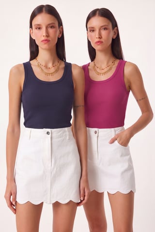Fitted U-Hals Gestricktes 2er-Pack Tanktop