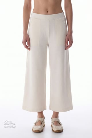 Penti Hüfthohe Wide‑Leg Jerseyhose - Wollweiß