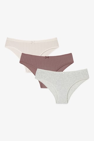 3er-Pack Baumwollrippenslip mit mittlerer Taille