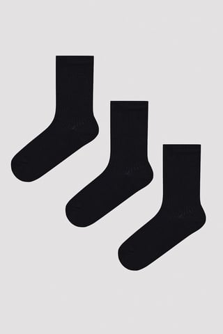 3er-Pack gerippte Crew-Socken