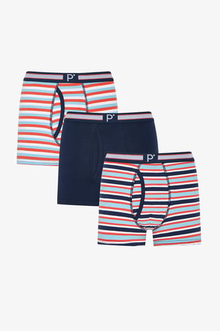 3er-Pack Gestreifte Baumwoll-Boxerbriefs