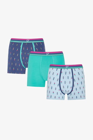 3er-Pack gemusterte Baumwoll-Jersey-Boxershorts