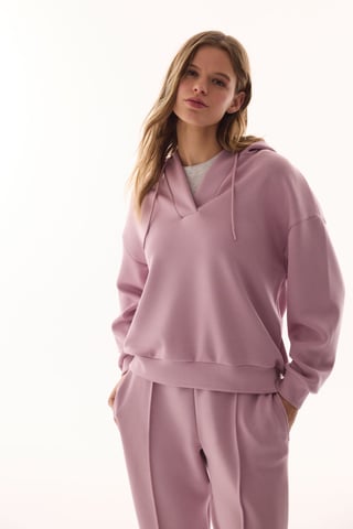Oversized V-Neck Strick-Hoodie