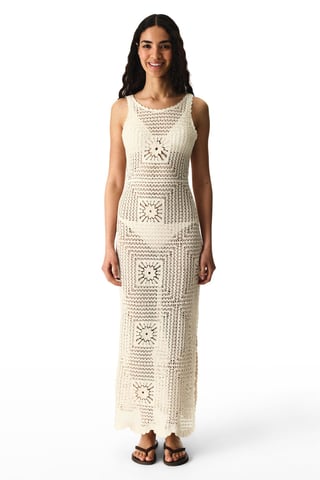 Texturiertes Baumwollstrick-Maxikleid