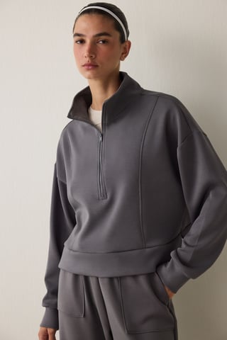 Übergroßer Half-Zip Strickpullover