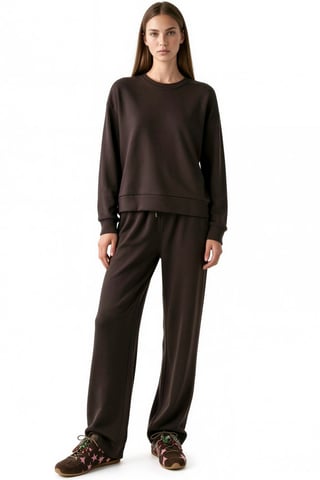 Modal Touch Basic Sweatshirt & Weite Beinhose Zwei-Teile Coord Set