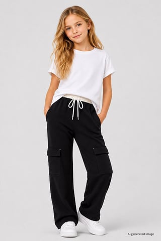 Jugend Unisex Elastischer Bund Weite Beinform Sweatpants