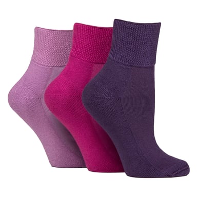 IOMI 3er-Pack Unisex-Bambus-Diabetikersocken, Knöchellänge, weich und atmungsaktiv - Lila