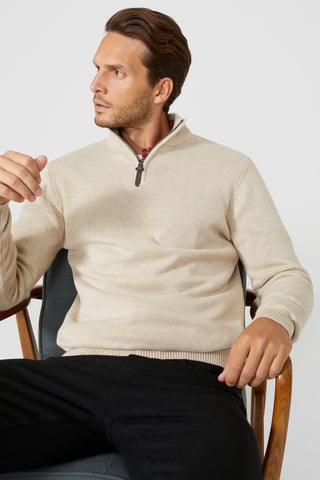 Premium Pure Cotton Half Zip Funnel Jumper
