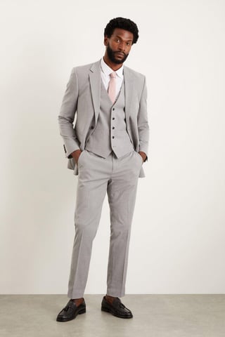 Slim Fit Light Grey Essential Suit Trousers