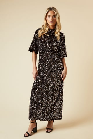 Petite Velvet Sequin Midi Dress