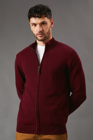 Premium Pure Cotton Zip Thru Knit Jumper