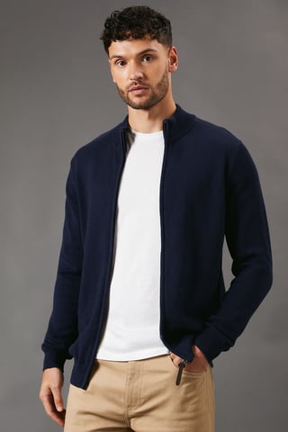 Premium Pure Cotton Zip Thru Knit Jumper