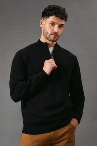 Premium Pure Cotton Half Zip Funnel Jumper