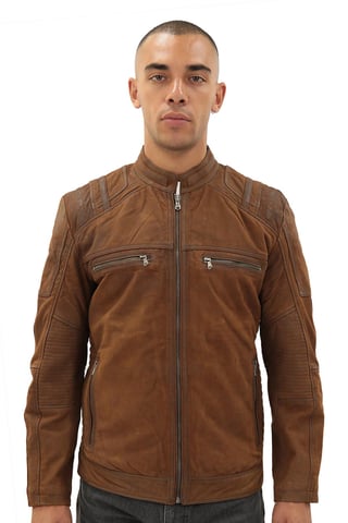 Herren-Racer-Bikerjacke aus Buff-Leder – Wien
