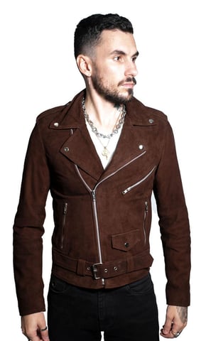 Herren-Brando-Bikerjacke aus Ziegenveloursleder – Melbourne