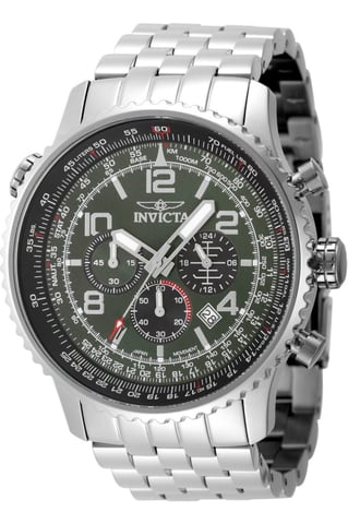 Invicta Aviator 49080 Herrenuhr - Quarzwerk - Edelstahl mit grünem Zifferblatt - 49 mm