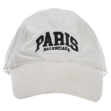 Balenciaga Paris bestickte Baseballkappe aus weißer Baumwolle