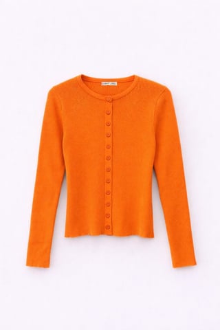 Knopfverschluss Slim Fit Rippstrick-Cardigan
