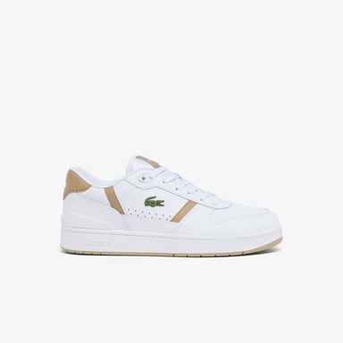 Lacoste - "T-Clip" Sneaker für Herren, Leder, Flach (Weiß/Braun)