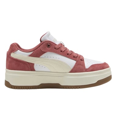 Puma - "Rebound Femme" Sneaker für Damen, Leder, niedrig geschnitten, Plattform-Absatz (Weiß/Rot)