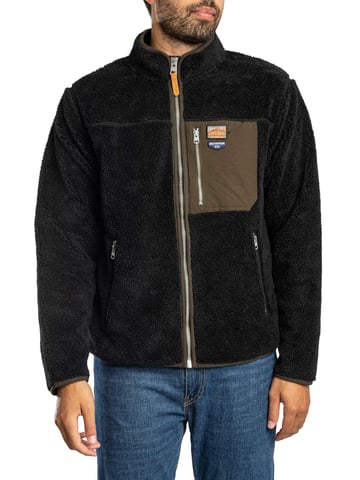 Superdry Vintage Retro Fleecejacke Mit Durchgehendem Reißverschluss, Schwarz