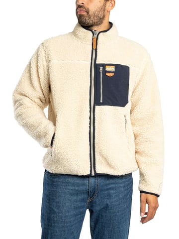 Superdry Vintage Retro Fleecejacke Mit Durchgehendem Reißverschluss, Beige