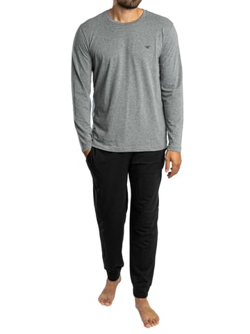 Emporio Armani Jersey-Langarmpyjama-Set, Blau