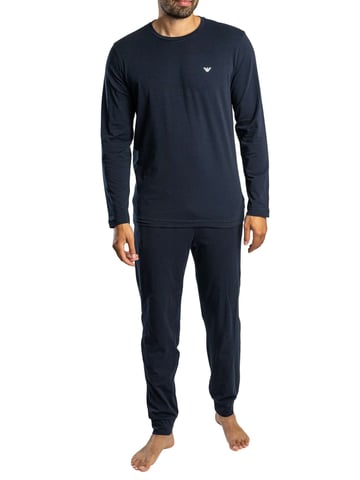 Emporio Armani Jersey-Langarmpyjama-Set, Blau