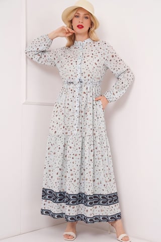 Knopf-Front Maxi-Kleid mit Taillenband