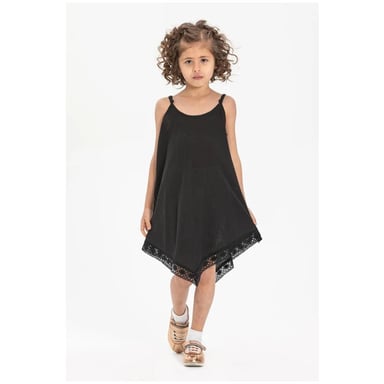 Çağla Şile Stoff Mädchen Sommerkleid Schwarz
