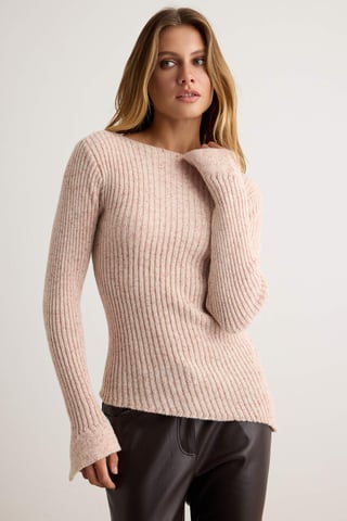 TRENDYOLMİLLA Damen Beige Einfarbig Lang, Tailliert Pullover