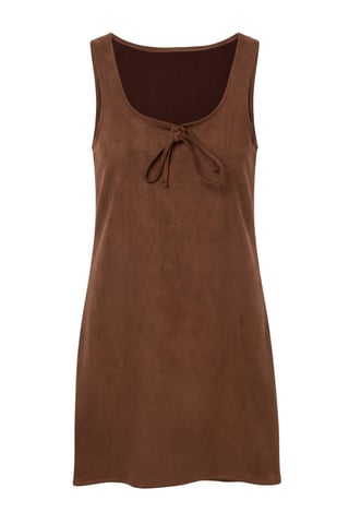 TRENDYOLMİLLA Damen Braun Einfarbig Kurz / Mini Ärmellos A-Linie Kleider