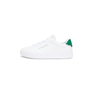 Tommy Hilfiger - "Pebble Grain Court" Sneaker für Herren, Leder (Weiß/Grün)
