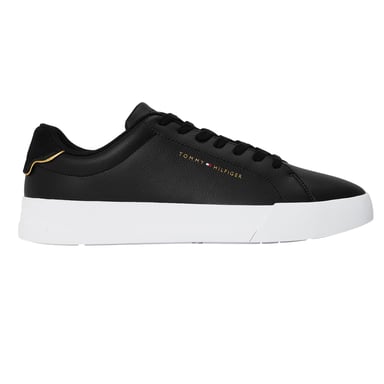 Tommy Hilfiger - "Pebble Grain Court" Sneaker für Herren, Leder (Schwarz/Gold)