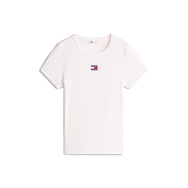 Tommy Jeans - T-Shirt für Damen, gerippt, Regulär (Antikweiß)