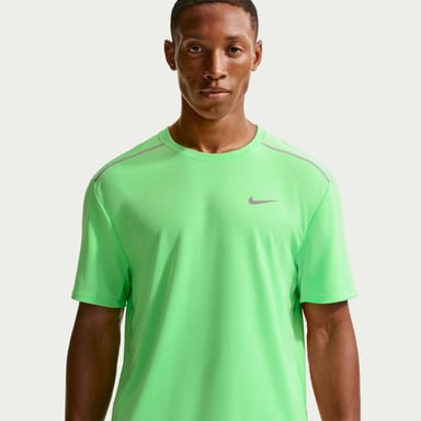 Nike - "Miler" T-Shirt für Herren, Reflektierende Details (Grün/Silber)
