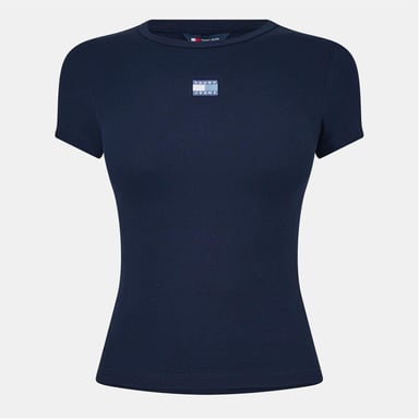 Tommy Jeans - T-Shirt für Damen, gerippt, Regulär (Nachtmarine)