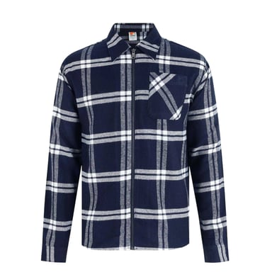 SoulCal - Shacket für Herren, Durchgehender Reißverschluss, Flanell, Langärmlig (Marine)