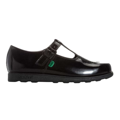 Kickers - "Fragma" Schul-Uniform-Schuhe für Mädchen, Lackleder, T-Träger (Schwarz)