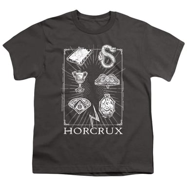 Harry Potter - "Horcrux Symbols" T-Shirt für Kinder, Ringgesponnene Baumwolle (Holzkohle)