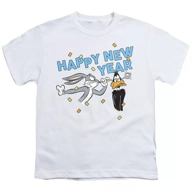 Looney Tunes - "Happy New Year Doc" T-Shirt für Kinder (Weiß)