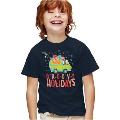 Scooby Doo - "Groovy Holidays" T-Shirt für Kinder, weihnachtliches Design (Marine)