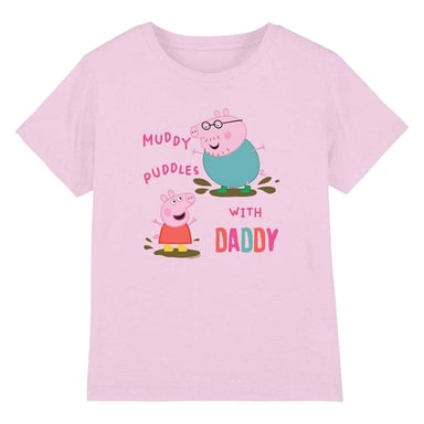 Peppa Pig - "Muddy Puddles With Daddy" T-Shirt für Mädchen, Baumwolle (Hellrosa)
