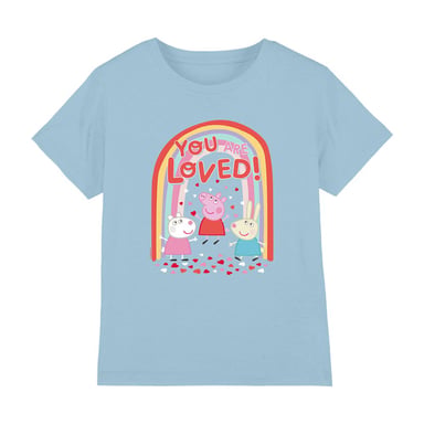 Peppa Pig - "Friends You Are Loved" T-Shirt für Kinder, Ringgesponnene Baumwolle (Hellblau)