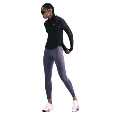 Nike - "T Flash" Oberteil für Damen, Raglan langärmelig (Schwarz/Silber)