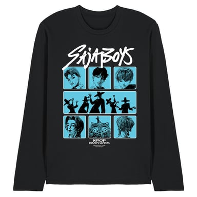 K-Pop Demon Hunters - "Saja Boys" T-Shirt für Herren/Damen Unisex, Quadratisch, Langärmlig (Schwarz)