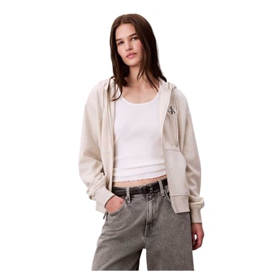 Calvin Klein - Hoodie mit durchgehendem Reißverschluss für Damen (Vanille meliert)